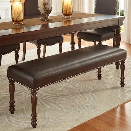 Traditional Dining Bench with Nailhead Trim